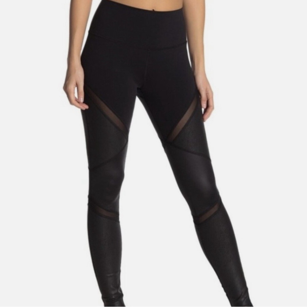 ALO Yoga Women's Black Mesh Panel High-Waist Leggings